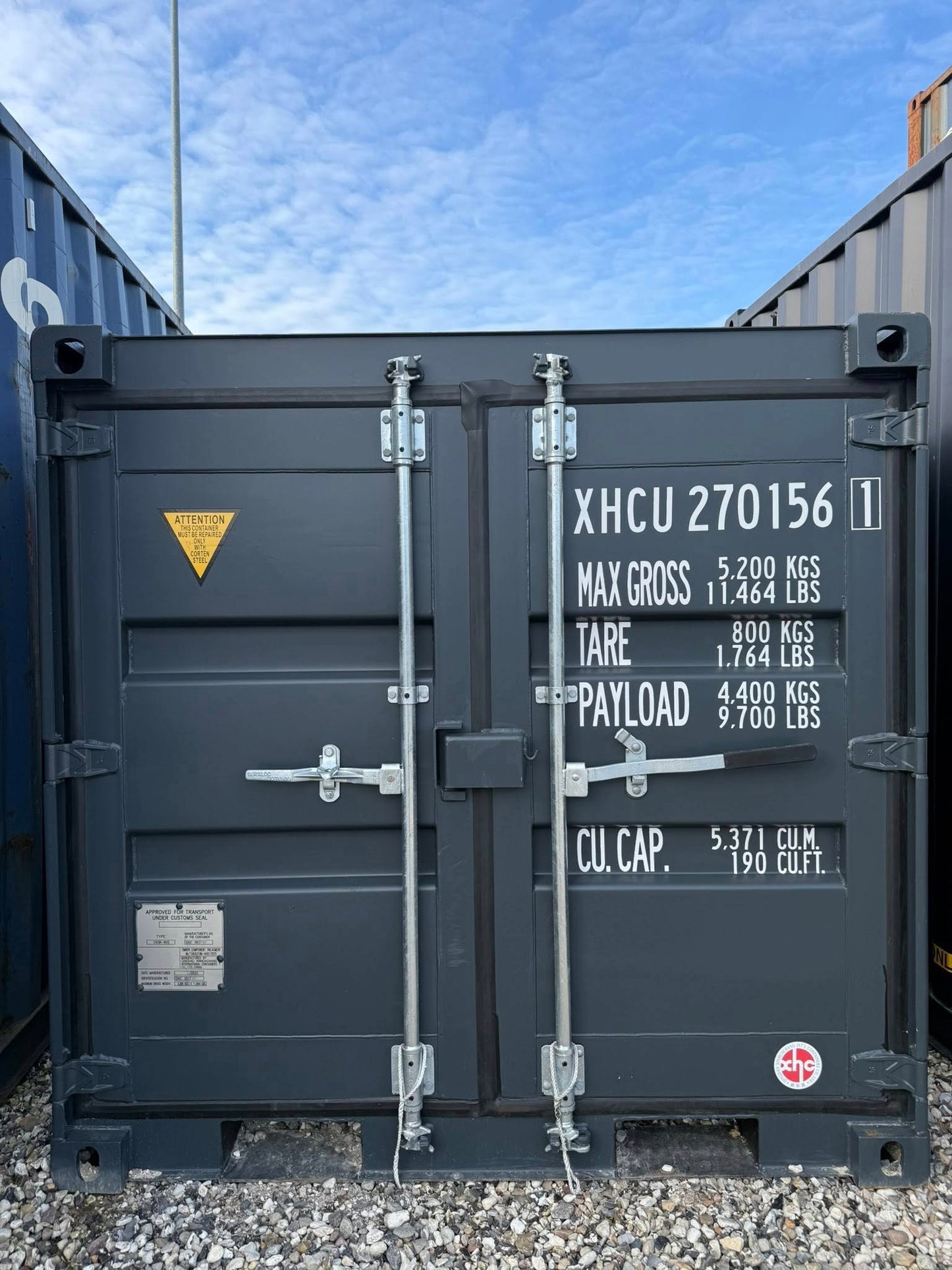 Fabriksny 6 fods skibscontainer RAL7016