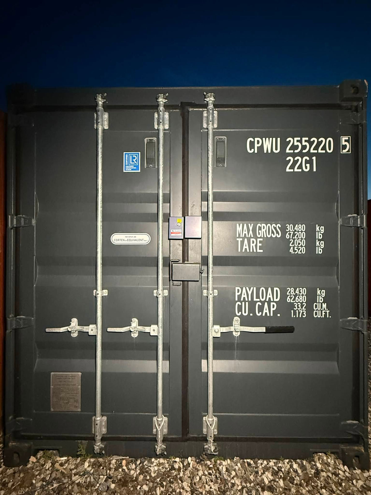 Isolerede 20 fods container m. klasse 5 lås